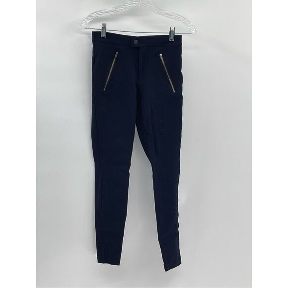 J. Crew Dress Ponte Pants Women Size 0R Navy Blue‎ Skinny Ankle Picket Zippers - Picture 11 of 11